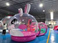 Dôme gonflable commercial personnalisé en PVC transparent de 3m ou 4m pour extérieur, maison à bulles en forme de lapin