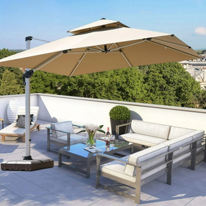 Parasol de terrasse extérieur Roma en aluminium, suspendu, avec base rotative à 360 degrés et tissu résistant à la décoloration, idéal pour les hôtels et les restaurants (Modèle B) - Product Image 1