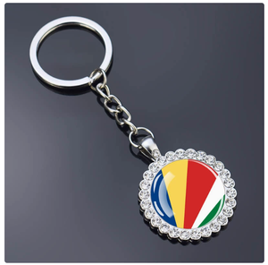 Venta al por Mayor de Llaveros de una Sola Cara con el Emblema Nacional de las Islas Salomón, con Patrones de Varios Países e Incrustaciones de Diamantes de Imitación - Product Image 2