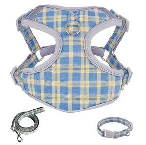 Plaid Reflective <b>Dog</b> Harness Leash Collar Set Adjustable Pet Harness Vest with Buckle Closure - Product Image 4