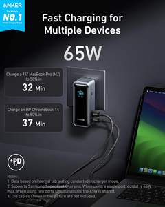 <span class=keywords><strong>Anker</strong></span> Prime Power Bank, Paquete de Batería de 9.600 mAh con Salida de 65W, Enchufe de CA Incorporado, Soporta PD 3,0 y PPS (Renovado) - Product Image 2