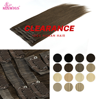 K.SWIGS Cheveux humains Remy de qualité supérieure avec cuticules intactes 100 g Couleurs unies et méchées 7 clips Cheveux à clipser sans couture avec bande adhésive en PU