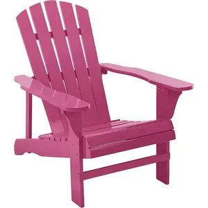 HE-543,Customized Outdoor Garden Patio Wood Adirondack Chair With Shiny Pink Colour PU Painting Glossy Wood Adirondack Chair