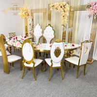 Meubles de mariage, table en acier inoxydable en forme de serpent, table demi-lune dorée, ensembles de tables de mariage pour événements