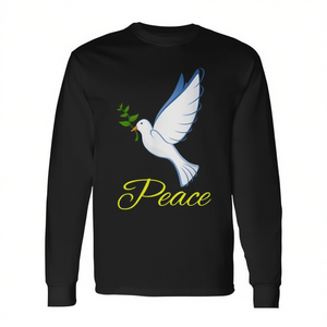 T-shirt à manches longues avec symbole de paix colombin et branche d'olivier - Product Image 2