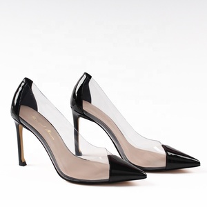 Scarpe da Donna Eleganti 2025 con Tacco Alto a Spillo in PVC Trasparente, Punta Affusolata Nera con Logo, Design <span class=keywords><strong>Sexy</strong></span> Estivo - Product Image 2