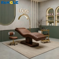 Lit de Luxe Électrique pour Extensions de Cils, Lit Facial en Cuir Couleur Chocolat, Lits et Tables de Massage Motorisés, Lit de Beauté, Mobilier de Salon