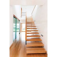 Escalier flottant cantilever sur mesure Prima China Factory, intérieur, minimaliste, marches en chêne, garde-corps en verre à montage latéral pour maison
