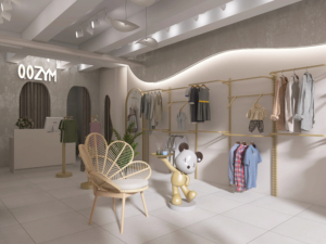 Étagère de présentation de vêtements de luxe sur mesure, support mural pour vêtements féminins, design de boutique de vêtements de luxe - Product Image 3