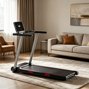Tapis roulant de fitness à domicile avec écran LED blanc, commande à double bouton et option application pour la marche et la course en intérieur - Product Image 4