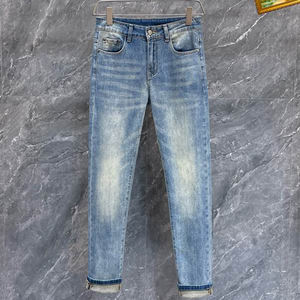 Jeans holgados de rasgadura de mezclilla para hombre, Parche de cintura alta para hombre, pantalones vaqueros de moda con arrugas cónicas para hombre - Product Image 6