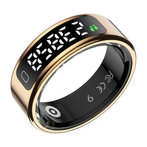 LED 디스플레이 스테인레스 스틸 심박수 추적 건강 모니터 5ATM 방수 손가락 건강 R11C 스마트 링 안드로이드 IOS 용 - Product Image 1