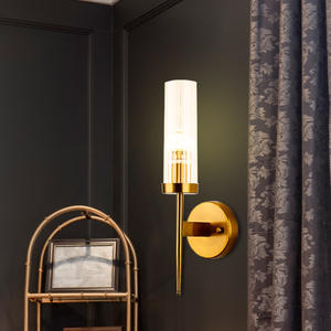 Haute qualité hôtel longue luxueuse Led applique fantaisie moderne nordique cristal laiton or cuivre verre applique murale - Product Image 5