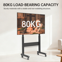 Chariot mobile pour téléviseur en acier robuste, réglable en hauteur manuellement, capacité de 90 kg, support pour écran de 100 pouces, inclinaison de 25 degrés, VESA 600x400