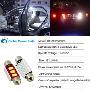 SV8.5 longueur 36mm 3SMD 5630 puce Canbus avec résistances de charge à l'intérieur de l'automobile feston led ampoules 12V - Product Image 6