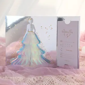 3D Pop Up Wedding Dress Greeting Card with Envelope,Greetings Pop Up Wedding Card,Wedding Congratulations Valentines Cards