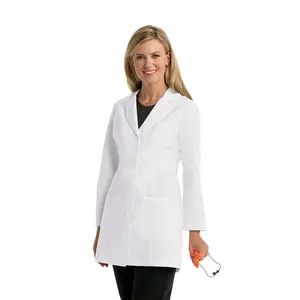 批发白色Labcoats男女通用设计100% 棉防尘医生医用Labcoat