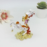 SHINNYGIFTS Style chinois cheval Figurine Statue cheval chanceux argent pièce bibelot boîte décoration de la maison ornements bureau nouvel an cadeau