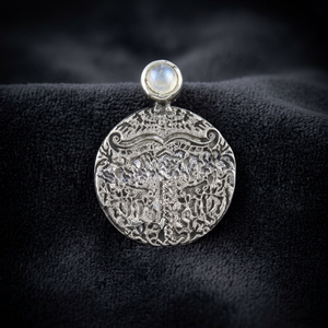 Pendentif vintage en argent 925 filigrané avec opale sertie clos, breloque thématique pour usage quotidien, style unisexe, certifié Rajasthan - Product Image 2
