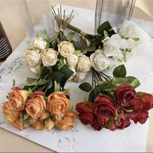 Bouquet de roses artificielles Gardenia, 13 têtes, fleurs en soie, style vintage, décoration de mariage, décoration de la maison, accessoire de photographie - Product Image 2