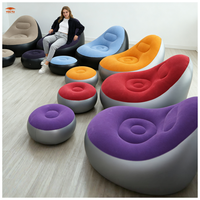Fauteuil gonflable à surface floquée, confortable, imperméable, portable, avec ottoman