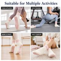 Calcetines de Pilates de Algodón Tejido para Mujer, Calcetines de Yoga Antideslizantes, Calcetines Deportivos Transpirables con Agarre para Ejercicios de Pilates de Verano