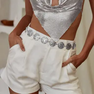 منتج جديد سلسلة خصر فستان معدني رفيع مع دائرة معدنية حزام سلسلة صيفي للشاطئ للسيدات