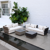 Muebles de Jardín con Correas Tejidas, Sofá de Aluminio para Exteriores con Cojines Impermeables para Hotel, Resort o Villa