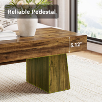 Table basse rectangulaire style ferme, en noyer brun, avec base épaisse, table d'appoint basse pour salon, appartement, mobilier de maison