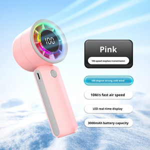 พัดลมพกพาความเร็วสูง ไฟสีสันสดใส เครื่องทำความเย็นแบบพกพา ควบคุมแรงลมได้อย่างไร้ขั้นบันได สำหรับตั้งแคมป์กลางแจ้ง โต๊ะทำงานในสำนักงาน - Product Image 4
