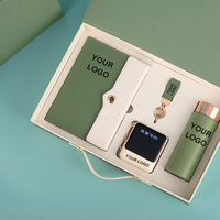 Werbeartikel Luxus 4-in-1 Geschenkbox Notizbuch + Vakuumflasche + Schlüsselanhänger + Powerbank Personalisiert zum Vatertag Neujahr