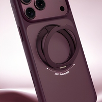 Étui de protection en PC TPU magnétique anti-chute avec support rotatif, finition mate, respectueux de la peau, pour 18 Pro Max, couleur Bourgogne