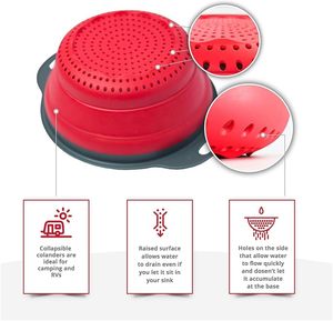 Passoires pliables avec base auto-drainante pour le bord de l'évier, passoires à aliments (petites/moyennes/grandes), conception empilable pour un rangement facile - Product Image 3