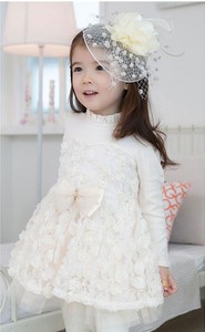 Nuevo Diseño de Vestido de Niña 2017, Elegante Vestido de Princesa con Flores de Rosa y Lazo - Product Image 4