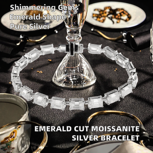 Fashion Elegant Classic 925 Sterling Silver Rhodium Plated Emerald Cut Moissanite Tennis <b>Chain</b> Link Bracelet for Women - Product Image 2