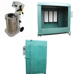 Powder Coating Gun Metal Powder Coating Machine System Package With Electrostatic Spray Gun + Spray Booth + Curing Oven