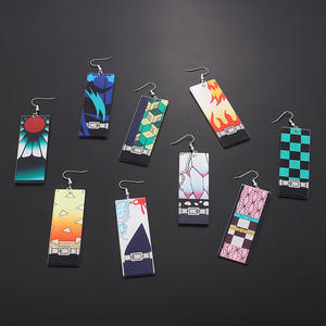 <span class=keywords><strong>2021</strong></span> nuevo estilo <span class=keywords><strong>Anime</strong></span> Demon Slayer Kimetsu No Yaiba acrílico joyería Kamado Tanjirou pendientes y collar fuente de animación japonesa - Product Image 1