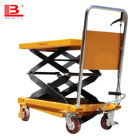 Bon fournisseur mini table élévatrice à ciseaux hydraulique main camion mobile réglable entrepôt charge 300kg 500kg 1toncapacity à vendre