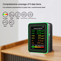 Moniteur de qualité de l'air 6 en 1 Détecteur de dioxyde de carbone précis HCHO Multifonctionnel PM2.5 PM10 HCHO CO2 CO Meter
