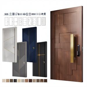 European American Modern Solid Wood Anti-Theft Main Entrance Front <b>Door</b> <b>for</b> Villa House Oak Walnut Finish Pivot Exterior <b>Door</b> - Product Image 5