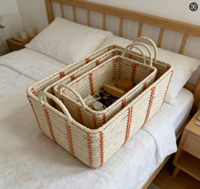 Panier de rangement rectangulaire moderne en corde de papier tressé à la main, multi-usages, avec poignées, écologique, de haute qualité, personnalisable