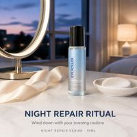 Sérum Contour des Yeux OEM GHK-CU au Peptide de Cuivre, Roll-on de Nuit Anti-rides, Anti-cernes et Anti-poches à la Caféine et Niacinamide