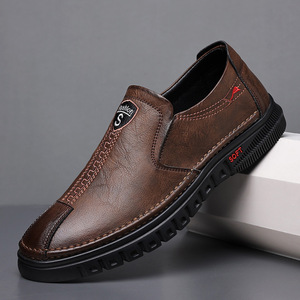 Mocasines de Cuero para Hombre, Sin Cordones, Suela Blanda, Tacón Bajo, Zapatos Casuales de Negocios, Diseño de Costuras de Color Sólido, Hechos en Wenzhou - Product Image 3