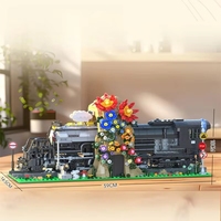 Mork 028004 Nouveau modèle de train floral MOC, briques de construction, jouets d'assemblage DIY, cadeau pour enfants et adultes, 1806 pièces