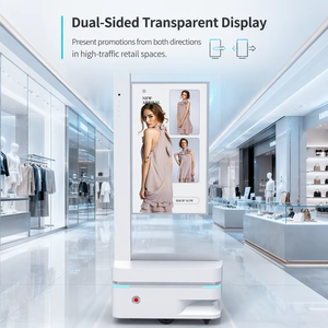 หุ่นยนต์โฆษณาอัจฉริยะในอาคาร Reeman พร้อมระบบเสียง AI หน้าจอสัมผัส LCD ตัวเครื่องโลหะสีขาว สำหรับร้านค้าปลีกเชิงพาณิชย์ ห้องจัดแสดงนิทรรศการ - Product Image 2