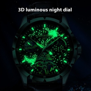 Orologio da <span class=keywords><strong>Uomo</strong></span> Meccanico Completamente Automatico con Luce Notturna Tourbillon Calendario Impermeabile Cassa in Acciaio Inossidabile Design Scheletrato Piccolo Orologio - Product Image 3