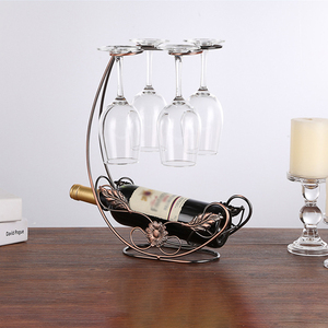 Jiuyi Hoogwaardige Ijzeren Rode Wijnrek Elegante Eettafel Wijnkast Met Decoratieve Ornamenten Voor Glaswerk Display - Product Image 1