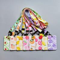 Casing kartu ABS alpukat stroberi buah kartun cantik mode baru tempat kartu ID Lanyard
