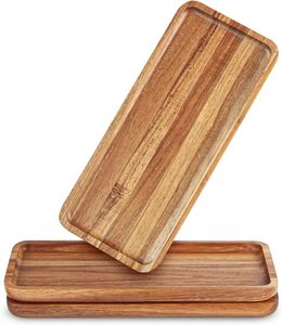 Plateaux en bois d'acacia Lumina, lot de 3 plateaux en bois pour la décoration de la maison, la nourriture, le fromage, les fruits, les légumes, la charcuterie, les apéritifs - Product Image 1