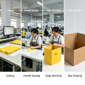 <span class=keywords><strong>Caja</strong></span> organizadora plegable de tela no tejida al por mayor de 11 pulgadas con asa, cajón de tela duradero para estantería modular - Product Image 4
